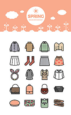 구름 아이콘 모자 옷 원피스 패션 셔츠 남방 양말 사람없음 세트 치마 새싹 봄 핸드백 머리띠 머리핀 니트 블라우스 파우치 2D아이콘 AI파일 자연요소 식물 잡화 계절 상의 가방 장신구 하의 파일형식 벡터