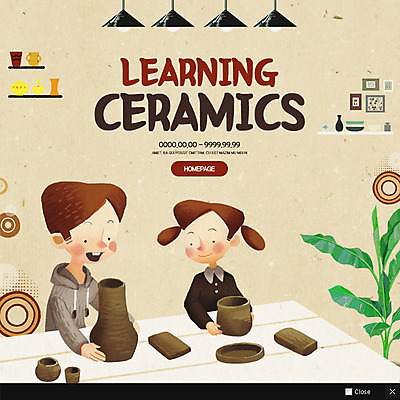 PSD 템플릿 여자 남자 웹템플릿 나뭇잎 팝업 이벤트팝업 웹팝업 서기 이벤트 상반신 성인 취미 두명 도자기 클래스 이미지템플릿 잎 모션 사람 파일형식