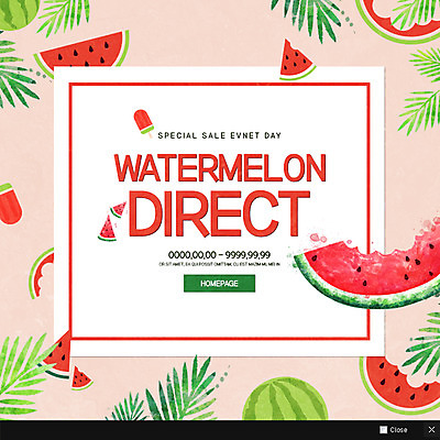 PSD 템플릿 웹템플릿 나뭇잎 수박 프레임 팝업 이벤트팝업 웹팝업 이벤트 사람없음 직거래 이미지템플릿 잎 과일 거래 배송 파일형식