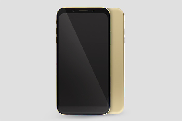 PSD 편집이미지 사람없음 전자제품 스마트폰 핸드폰 3D소스 3D 검은색 두개 금색 디지털합성 목업 베젤리스 편집3D 컬러 2 스마트기기 파일형식