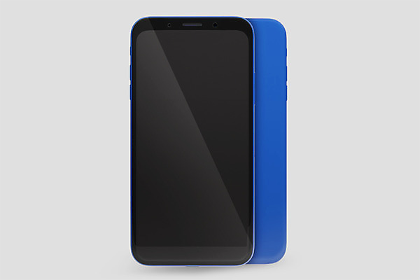 PSD 편집이미지 사람없음 파란색 전자제품 스마트폰 핸드폰 3D소스 3D 두개 디지털합성 목업 베젤리스 편집3D 컬러 2 스마트기기 파일형식