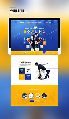 PSD 템플릿 여자 남자 웹템플릿 사이트템플릿 20대 성인 세명 파란색 태블릿 홈페이지 노란색 홈페이지시안 한국인 볼링핀 볼링 볼링공 성인만 이미지템플릿 컬러 공 사람 동양인 청년 전자제품 스마트기기 구기 볼링용품 파일형식