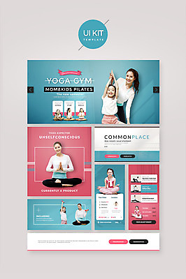 PSD 서양인 외국인 템플릿 여자 딸 어린이 분홍색 웹템플릿 하늘색 요가 디자인시안 모녀 엄마 건강 여러명 성인 30대 홈페이지 한국인 UI 여자만 UI키트 이미지템플릿 웰빙 컬러 다수 가족 사람 동양인 인종 장년 파란색 파일형식