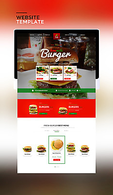 PSD 템플릿 웹템플릿 사이트템플릿 사람없음 빨간색 태블릿 홈페이지 홈페이지시안 햄버거 이미지템플릿 컬러 패스트푸드 전자제품 스마트기기 파일형식