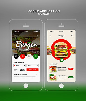 PSD 템플릿 웹템플릿 디자인시안 모바일 사람없음 빨간색 스마트폰 홈페이지 햄버거 하트 어플리케이션 모바일템플릿 모바일앱 이미지템플릿 모양 컬러 패스트푸드 핸드폰 스마트기기 파일형식