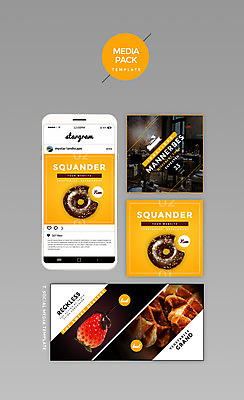 PSD 템플릿 웹템플릿 딸기 디자인시안 모바일 디저트 사람없음 세트 홈페이지 노란색 도넛 와플 소셜네트워크 미디어팩 SNS배너 이미지템플릿 음식 컬러 과일 파일형식