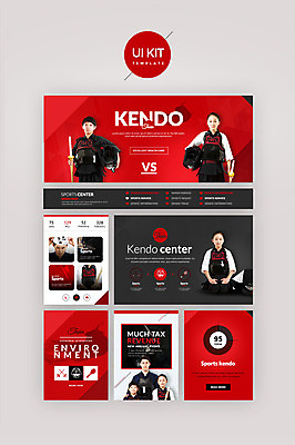 PSD 템플릿 여자 남자 어린이 웹템플릿 디자인시안 여러명 20대 성인 10대 빨간색 홈페이지 한국인 검도 검도복 UI UI키트 이미지템플릿 컬러 다수 청소년 도복 사람 동양인 청년 격투기 파일형식