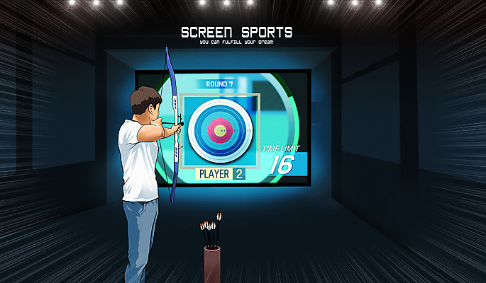 PSD 남자 스포츠 일러스트 한명 성인 운동 스크린 양궁 양궁과녁 4차산업 국내일러스트 1 산업 건강 사람 파일형식