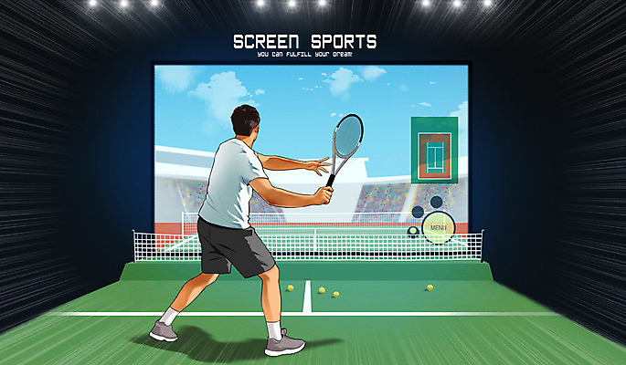 PSD 남자 스포츠 일러스트 한명 성인 운동 스크린 테니스 테니스라켓 테니스공 4차산업 국내일러스트 1 산업 공 건강 사람 구기 라켓 테니스용품 파일형식