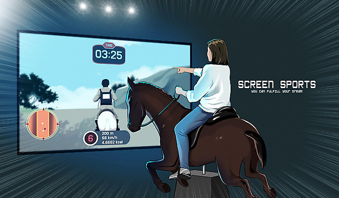 PSD 여자 스포츠 일러스트 성인 두명 운동 스크린 말_게임 경마 4차산업 국내일러스트 산업 건강 사람 파일형식