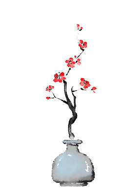 PSD 식물 꽃 화분 일러스트 캘리그라피 사람없음 매화 국내일러스트 파일형식