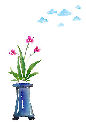 PSD 식물 구름 화분 일러스트 캘리그라피 사람없음 꽃병 난초 국내일러스트 자연요소 꽃 파일형식