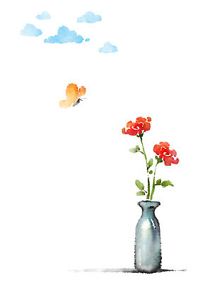 PSD 식물 구름 꽃 화분 나비 일러스트 캘리그라피 사람없음 장미 국내일러스트 자연요소 곤충 파일형식