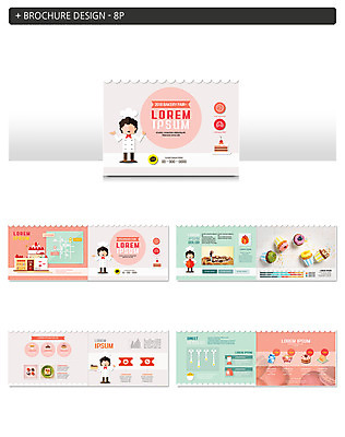 템플릿 ZIP 팜플렛 사람없음 케이크 컵케이크 머핀 딸기케이크 제빵사 인디자인 INDD 이미지템플릿 직업 빵 딸기 디저트 파일형식