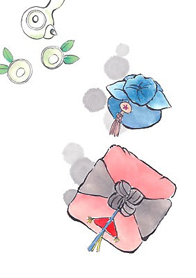 PSD 한국전통 전통 일러스트 선물 사람없음 보자기 찻잔 다도 노리개 국내일러스트 잔 전통소품 한국 예절 파일형식 천_직물