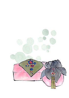 PSD 한국전통 전통 일러스트 선물 사람없음 보자기 노리개 번짐 국내일러스트 전통소품 한국 파일형식 천_직물 효과