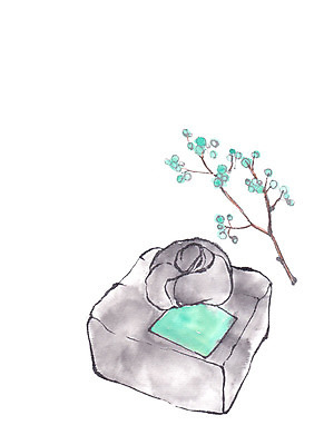 PSD 한국전통 전통 열매 일러스트 사람없음 나뭇가지 보자기 편지 천 국내일러스트 나무 식물 한국 직물 파일형식 천_직물