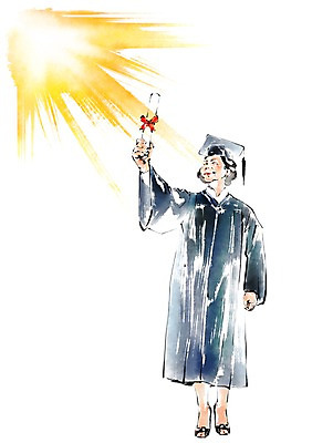 전신 PSD 한국전통 전통 여자 노년 일러스트 학사모 졸업 한명 서기 웃음 들기 빛 졸업가운 졸업장 국내일러스트 모자_잡화 1 교육 모션 한국 표정 사람 성인 가운 파일형식