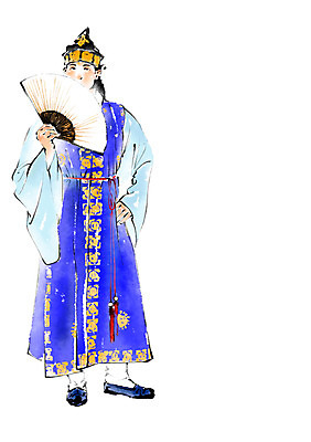 PSD 한국전통 전통 남자 일러스트 한명 들기 성인 부채 전통의상 한복 도령 국내일러스트 1 모션 한국 사람 신분 파일형식