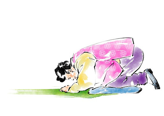 PSD 한국전통 전통 명절 남자 일러스트 한명 성인 전통의상 한복 세배 국내일러스트 1 기념일 한국 사람 절_인사 파일형식