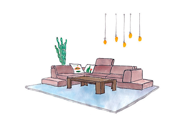 PSD 화분 가구 쿠션 일러스트 탁자 조명 사람없음 인테리어 소파 국내일러스트 디자인 생활용품 의자 파일형식