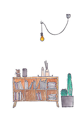 PSD 화분 가구 일러스트 조명 책장 선인장 사람없음 책 인테리어 국내일러스트 식물 디자인 생활용품 파일형식