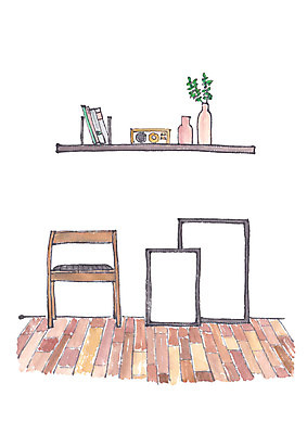 PSD 가구 액자 의자 일러스트 사람없음 책 인테리어 꽃병 나무바닥 국내일러스트 디자인 꽃 생활용품 바닥 파일형식