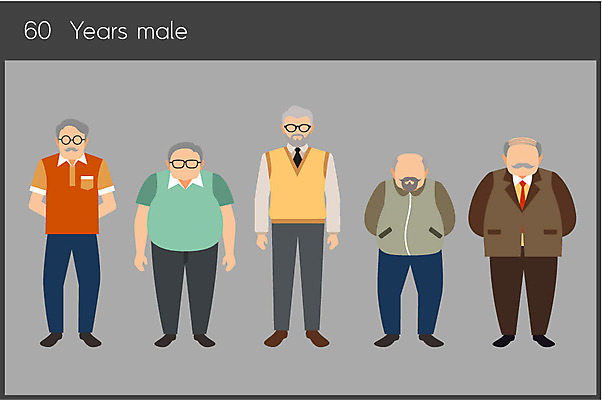 전신 패션 할아버지 노년 남자 일러스트 서기 정장 여러명 캐주얼 60대 노인남자만 국내일러스트 AI파일 옷 다수 모션 사람 성인 남자만 노인만 파일형식 벡터