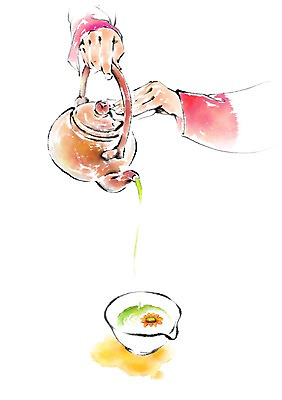 PSD 한국전통 전통 손 꽃잎 일러스트 캘리그라피 신체부위 예절 차 찻잔 다도 찻주전자 국내일러스트 꽃 음료 주전자 잔 한국 사람 파일형식