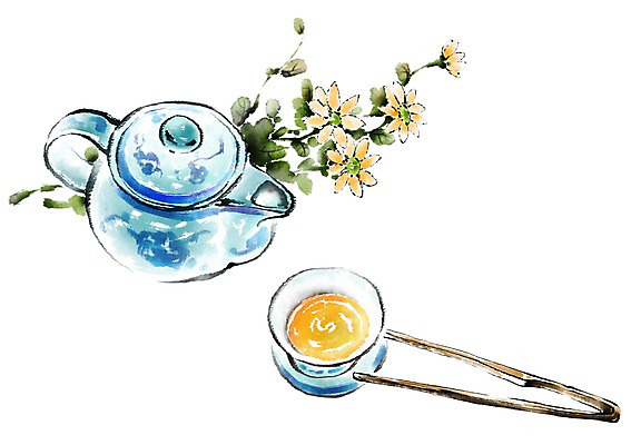 PSD 한국전통 전통 꽃 일러스트 캘리그라피 사람없음 예절 차 찻잔 다도 찻주전자 국내일러스트 식물 음료 주전자 잔 한국 파일형식