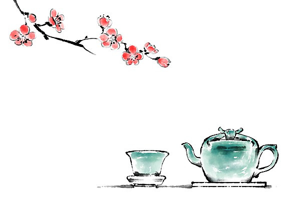 PSD 한국전통 전통 일러스트 캘리그라피 사람없음 예절 차 찻잔 다도 찻주전자 매화 국내일러스트 꽃 음료 주전자 잔 한국 파일형식