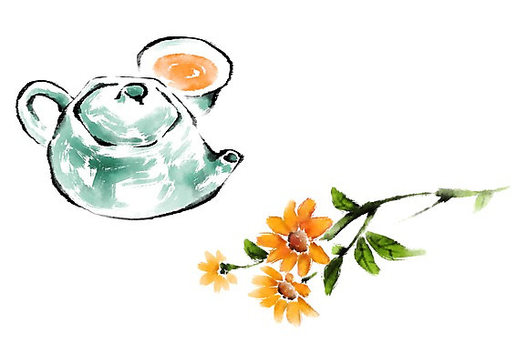 PSD 한국전통 전통 꽃 일러스트 캘리그라피 사람없음 예절 차 찻잔 다도 찻주전자 국내일러스트 식물 음료 주전자 잔 한국 파일형식