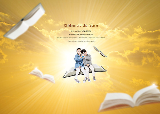 전신 PSD 구름 편집이미지 학생 여자 교육 남자 어린이 미래 미소 앉기 두명 앞모습 책 햇빛 한국인 성장 비행 어린이만 이미지편집 자연요소 뷰포인트 컨셉 모션 표정 사람 동양인 태양 파일형식