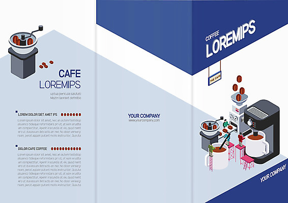 템플릿 표지디자인 북디자인 출판디자인 표지 리플렛 북커버 3단접지 사다리 팜플렛 사람없음 파란색 원두 커피잔 커피메이커 그라인더 이미지템플릿 AI파일 커피 컬러 잔 도구 커피용품 파일형식 벡터