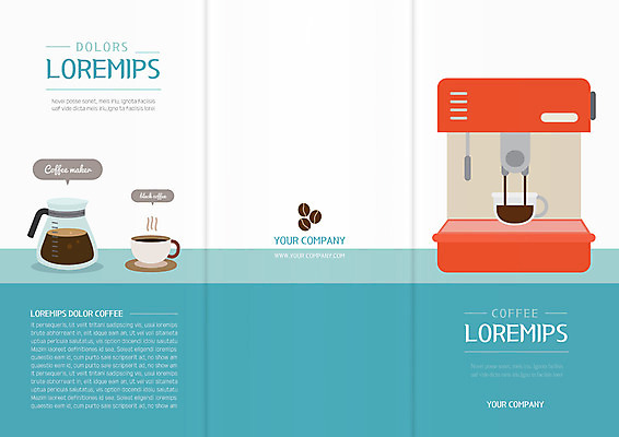 템플릿 표지디자인 북디자인 출판디자인 표지 커피 리플렛 하늘색 북커버 3단접지 팜플렛 사람없음 카페 원두 커피잔 커피메이커 이미지템플릿 AI파일 음료 잔 파란색 상점 커피용품 파일형식 벡터