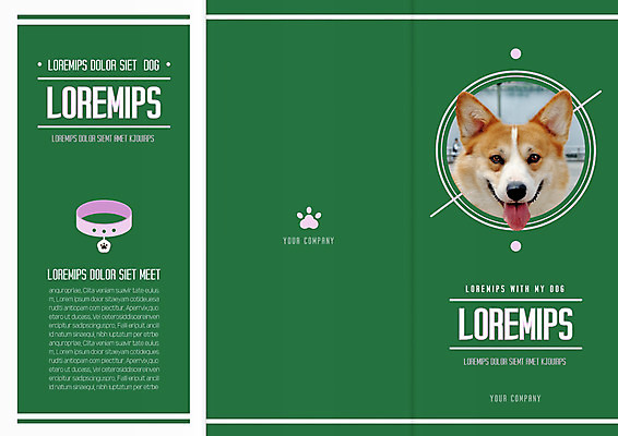 템플릿 한마리 표지디자인 북디자인 출판디자인 표지 리플렛 북커버 3단접지 팜플렛 사람없음 초록색 원형 목줄 웰시코기 이미지템플릿 AI파일 도형 1 컬러 개 파일형식 벡터 반려용품