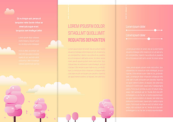 나무 구름 템플릿 표지디자인 북디자인 출판디자인 내지 리플렛 분홍색 북커버 3단접지 여러그루 팜플렛 사람없음 노란색 그라데이션 이미지템플릿 AI파일 자연요소 식물 컬러 다수 파일형식 벡터