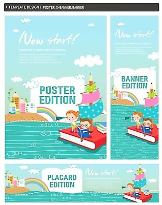 PSD 구름 템플릿 배너 배너템플릿 여자 어린이교육 교육 남자 가로배너 ZIP 포스터 세로배너 어린이 바다 무지개 항해 앉기 두명 책 세트 연필 망원경 현수막 돛단배 읽기 자연요소 배_교통 모션 학용품 사람 가로 세로 필기구 파일형식
