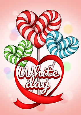 PSD 기념일 포스터 리본 일러스트 화이트데이 막대사탕 사탕 이벤트 사람없음 하트 보케 국내일러스트 모양 데이이벤트 디저트 파일형식