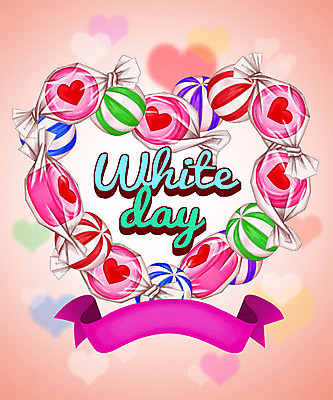PSD 기념일 포스터 리본 일러스트 화이트데이 사탕 이벤트 사람없음 하트 보케 국내일러스트 모양 데이이벤트 디저트 파일형식