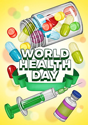 PSD 기념일 포스터 리본 일러스트 의학 주사기 이벤트 사람없음 알약 약 보케 보건의날 국내일러스트 의료기기 파일형식 법정기념일