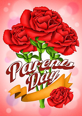 PSD 기념일 꽃 포스터 리본 일러스트 이벤트 사람없음 어버이날 카네이션 보케 국내일러스트 식물 파일형식