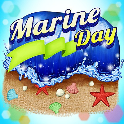 PSD 기념일 포스터 리본 바다 일러스트 조개 불가사리 이벤트 사람없음 보케 바다의날 국내일러스트 어패류 극피동물 파일형식
