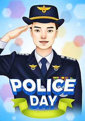 PSD 여자 기념일 포스터 리본 일러스트 한명 이벤트 상반신 성인 경찰 보케 경찰의날 국내일러스트 직업 1 사람 파일형식 법정기념일