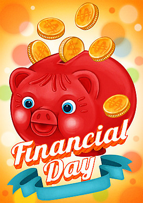 PSD 기념일 포스터 리본 일러스트 이벤트 사람없음 동전 저축 돼지저금통 보케 금융의날 국내일러스트 돈 금융 저금통 파일형식 법정기념일