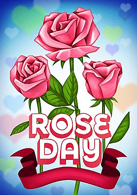 PSD 기념일 꽃 포스터 리본 일러스트 이벤트 사람없음 장미 하트 보케 로즈데이 국내일러스트 모양 식물 데이이벤트 파일형식