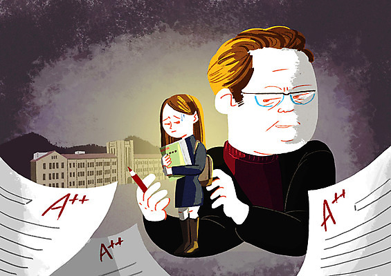 전신 PSD 여자 남자 대학생 일러스트 상반신 성인 두명 교수 범죄 대학교 성적 제자 나쁜 곤란 성희롱 채점 국내일러스트 학생 교육 학교 사람 교사 성범죄 파일형식