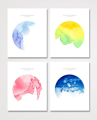 PSD 분홍색 백그라운드 일러스트 붓터치 수채화 사람없음 파란색 노란색 얼룩 원형 번짐 국내일러스트 도형 컬러 파일형식 효과