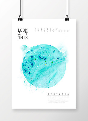 도형 PSD 포스터 하늘색 백그라운드 일러스트 붓터치 수채화 집게 사람없음 물감 얼룩 원형 번짐 국내일러스트 파란색 미술도구 파일형식 효과