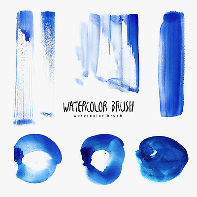PSD 백그라운드 일러스트 붓터치 수채화 사람없음 파란색 세트 물감 국내일러스트 컬러 미술도구 파일형식